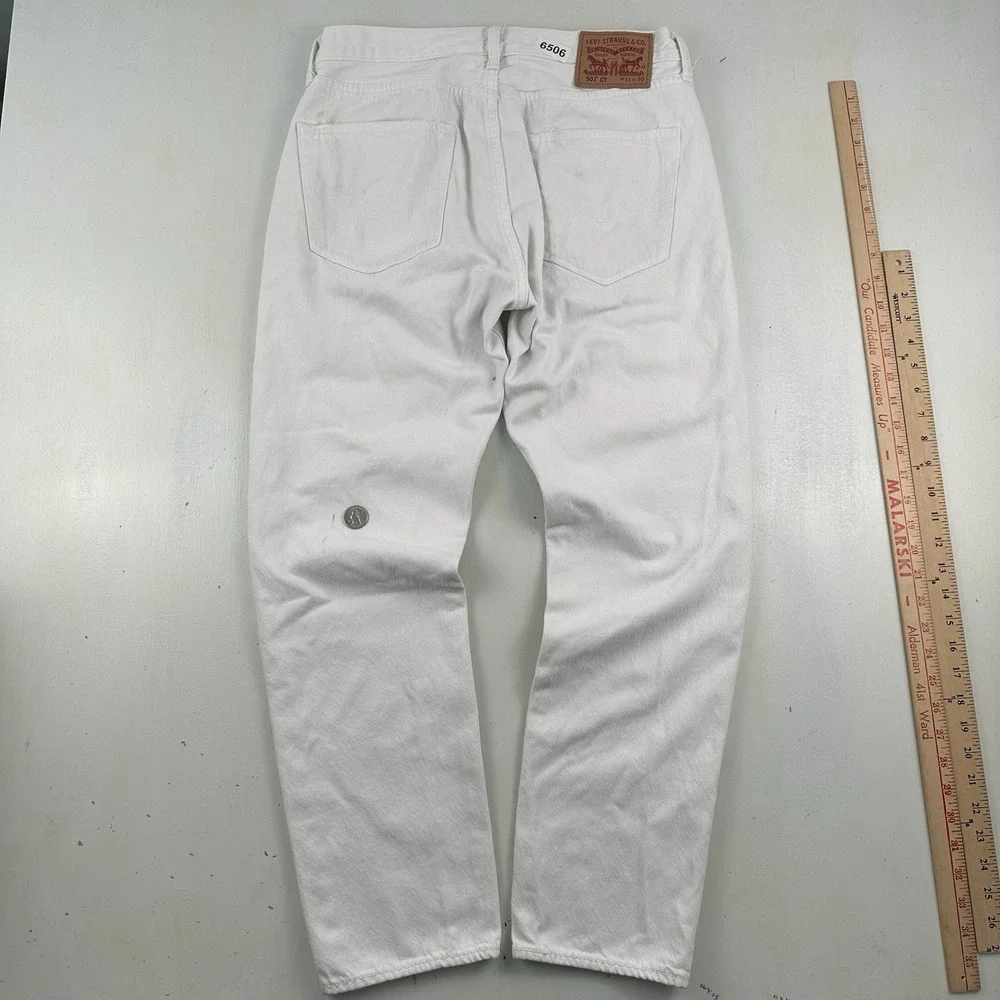 Y2K Levi’s 501 CT Jeans Men’s 31x30 Tapered Slim White 100% Cotton Denim READ